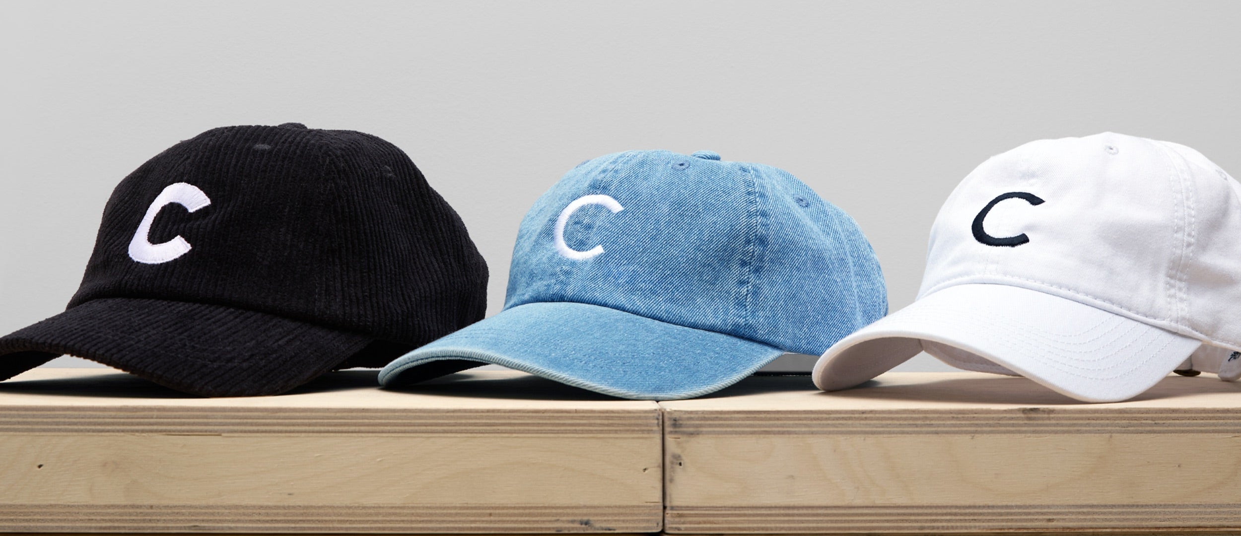 Black, Denim and White C Hats Black, Denim and White C Hats